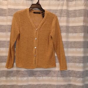 Charter Club Mustard Button-Up Sweater